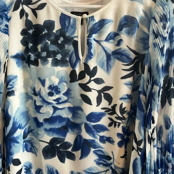 Talbots Blue and White Floral Blouse - Picture 2 of 7